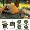 Foldable Fishing Chair With Backrest Built-In Cooler Bag Portable Handle Outdoor Lightweight Fishing Stool For Camping Hiking Hunting