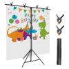 6.5×8.5FT T-Shape Photo Video Backdrop Stand Heavy Duty Background Stand Adjustable Photography Backdrop Stand with 6 Spring Clamps Sandbag Carry Bag