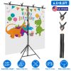 6.5×8.5FT T-Shape Photo Video Backdrop Stand Heavy Duty Background Stand Adjustable Photography Backdrop Stand with 6 Spring Clamps Sandbag Carry Bag