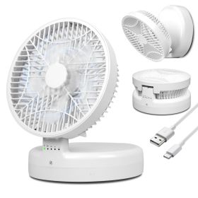 Quiet Table Fan 90° Foldable Desk Fan with 4 Wind Speeds Type-C Rechargeable Wall-Mounted Fan Portable Desktop Fan for Home Bedroom Kitchen Office Out