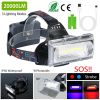 20000LM LED Work Headlamp 3 Lighting Modes Rechargeable Headlights IP65 Waterproof Rotatable Headlights For Cycling Hiking Rescuing Camping