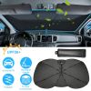 57x33In Foldable Car Sun Umbrella Universal Sun Blocker Shield Shade Silver Titanium Sun Protector with Carry Bag for Car Truck SUV