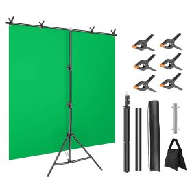 5×6.5FT T-Shape Photo Video Backdrop Stand Heavy Duty Background Stand Adjustable Photography Backdrop Stand with 6 Spring Clamps Sandbag Carry Bag fo