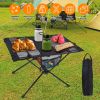 Portable Folding Camping Table Foldable Beach Table Aluminum Alloy Frame with 2 Cup Holders 2 Side Pockets Carry Bag for Picnic Camping Hiking Beach B