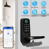 Smart Door Lock with Handle Fingerprints Passcodes Keys Fobs App Control Keyless Entry Door Lock with Keypad Electronic Digital Front Door Lock for Ho