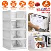 4 Packs Plastic Storage Box Closet Organizer Foldable Storage Bin Stackable Drawer with Slide Rail Push-Pull Storage Basket for Living Room Bedroom Wa