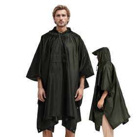 Unisex Hooded Rain Poncho With Pocket For Adult 3-in-1 Waterproof Poncho Raincoat With Hood Sleeve Brim Lightweight Portable Rain Poncho For Hiking Ca (Option: ArmyGreen)
