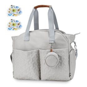 Breast Pump Bag Diaper Tote Bag with Detachable Shoulder Strap Side Pocket Free Baby Bibs Compatible with Spectra S1 S2 Medela (Option: LightGrey)