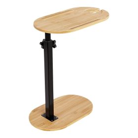 C-Shaped Bathtub Tray Table With Adjustable Height 360° Rotatable Desktop Freestanding Bath Caddy Against Wall Couch Bed Sofa Side Table (Option: Wood)