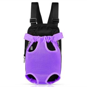 Dog Carrier Backpack Legs Out Front Pet Backpack Carrier Travel Bag Adjustable Shoulder Straps for Hiking Camping Shopping Biking (Option: Purple_M)