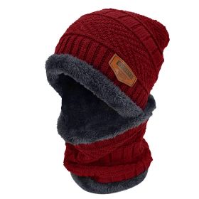 Winter Beanie Hat Scarf Set Unisex Warm Knitting Skull Cap Neck Warmer For Walking Running Hiking Camping Outdoors Gift (Option: Red)