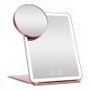 Folding Travel Makeup Mirror With 10X Magnifying Mirror 3 Color LED Lights Dimmable Brightness Rechargeable Battery Tabletop Portable Cosmetic Mirror