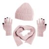 Winter Knitted Hat Scarf Gloves 3Pcs Winter Warm Beanie and Touch Screen Gloves Long Neck Scarf Set Knit Beanie Skull Cap Neck Warmer Anti-Slip Mitten