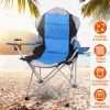Foldable Camping Chair Heavy Duty Steel Lawn Chair Padded Seat Arm Back Beach Chair 330LBS Max Load with Cup Holder Carry Bag
