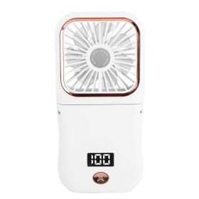 5 In 1 Folding Mini Fan Hands-free Rechargeable Neck Fan Handheld Fan with 3 Speeds Power Bank Phone Holder Neck Strap for Home Office Travel Dormitor (Option: White)