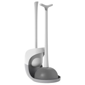 Toilet Plunger and Brush Combo Set with Ventilated Holder 2 in 1 Toilet Cleaning Tools Set with Caddy Stand for Bathroom (Option: Grey)