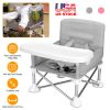 Travel Booster Seat Portable Baby Booster Chair w/ Detachable Tray Foldable Baby Chair Seat For Dining Camping Park Beach w/ Carry Bag