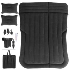 Inflatable SUV Air Mattress Thickened Camping Bed Cushion with Pillow Air Pump Storage Bag PVC Flocked Car Bed for Home Car Travel Camping (Option: Black)