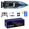 RC Boat With Colorful LED Light 10KM/H 40Mins 2.4Ghz Remote Control Racing Boat Toys With 2 Batteries Low Battery Alarm Overreach Warning For Pools La