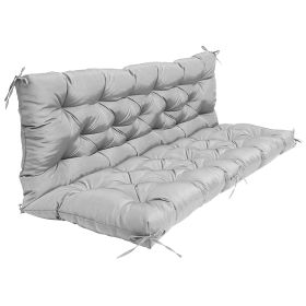 2-3 Seater Swing Cushion Waterproof Outdoor Swing Cushions Replacement Swing Bench Pads Chair Mat with Backrest 8 Tie Straps 59x43.3x3.9in for Patio F (Option: Grey)