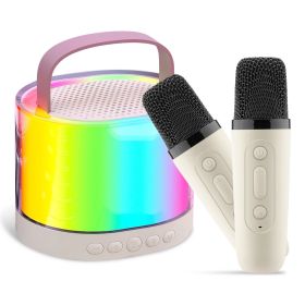 Mini Karaoke Machine With 2 Wireless Microphones Portable Karaoke Set for Kids Adults with RGB Lights Magic Sounds Echo Effect Gift for Boys Girls (Option: White)