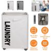 82L/21.6Gal Large Rolling Laundry Hamper Collapsible Tall Laundry Basket with Wheels Waterproof Dirty Clothes Cart with Handle Foldable Clothes Organi