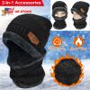 Winter Beanie Hat Scarf Set Unisex Warm Knitting Skull Cap Neck Warmer For Walking Running Hiking Camping Outdoors Gift