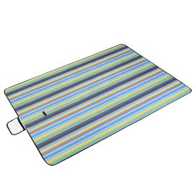 60" x 78" Waterproof Picnic Blanket Handy Mat with Strap Foldable Camping Rug for Camping Hiking Grass Travelling (Option: BlueStripe)