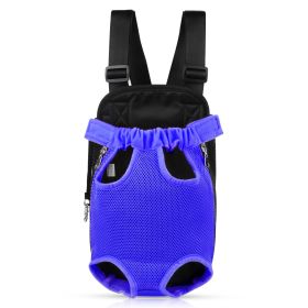 Dog Carrier Backpack Legs Out Front Pet Backpack Carrier Travel Bag Adjustable Shoulder Straps for Hiking Camping Shopping Biking (Option: Blue_L)