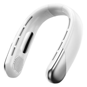 Portable Neck Fan With Type-C Charging Battery Hands-Free Bladeless Personal Fan 5 Speeds Digital Display Adjustable Neck Width for Man Woman Kid Home (Option: White)