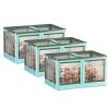 3Pcs Foldable Storage Bins with Lid 4 Doors Collapsible Stackable Closet Organizer Containers with Lock 4Pcs Wheels