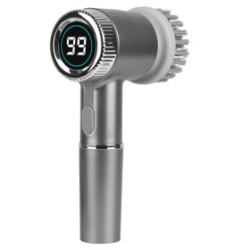 Electric Spin Scrubber Cordless Handheld Rechargeable Cleaning Brush With 5 Replaceable Heads IPX7 Waterproof 3 Speeds Handheld Spin Scrubber For Tub (Option: Grey)