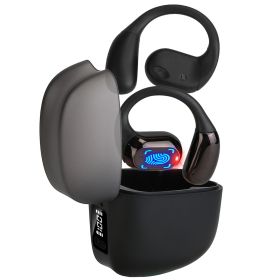 Wireless V5.4 Open Ear Earbuds with Earhook LED Display Charging Case IPX5 Waterproof 300Hrs Standby Time Touch Control Stereo Sport Headphones for Wo (Option: Black)