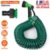 EVA Recoil Garden Hose Flexible Self-coiling Water Hose with 3/4” and 1/2” Adapter with 7 Spraying Modes for Boat Greenhouse Yard Patio
