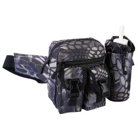 Tactical Waist Bag Utility Pouch Military Hiking Belt Bag w/ Water Bottle Pouch For Fishing Mountaineering Camping Hunting Running Outdoor (Option: PythonBlack)
