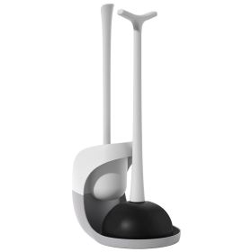 Toilet Plunger and Brush Combo Set with Ventilated Holder 2 in 1 Toilet Cleaning Tools Set with Caddy Stand for Bathroom (Option: Black)