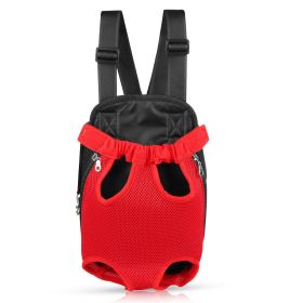 Dog Carrier Backpack Legs Out Front Pet Backpack Carrier Travel Bag Adjustable Shoulder Straps for Hiking Camping Shopping Biking (Option: Red_S)